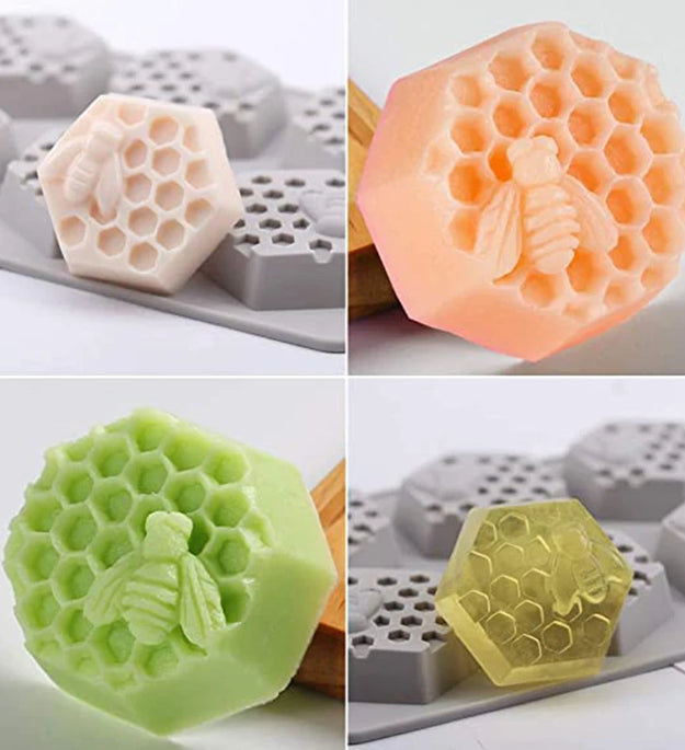 Honeycomb Soap Mold 3D Bumble Bee Stamp For Handmade Lotion Bars Honeybee Wax Melts Bath Bomb Chocolate Dessert Decoration Tools