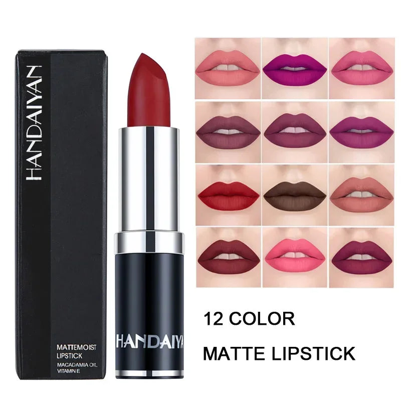 Matte Pink Velvet Lipstick Sexy Nude Red Brown Purple Lipgloss Gloss Velvety Lipstick Waterproof Makeup Long Lasting Lipstick