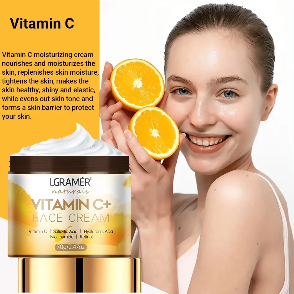Vitamin C Face Cream Retinol Smooth Wrinkle Moisturizing Firming Hyaluronic Lightening Repairing Smooth Skincare Whitening Cream - BlissFully