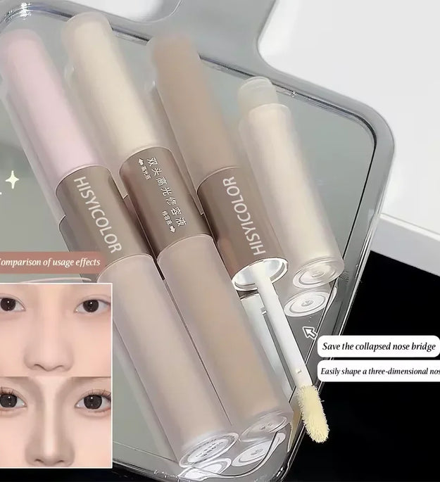 HISYI Dual-End Liquid Highlighter Pen, Skin Brightening & Contouring Stick, Natural Contour, Long-Lasting, Waterproof