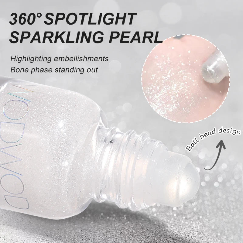 WODWOD Face Brightening Cream, Glitter Highly Saturated Liquid Highlighter, Bright Color Face Contour Makeup Highlighting ﻿