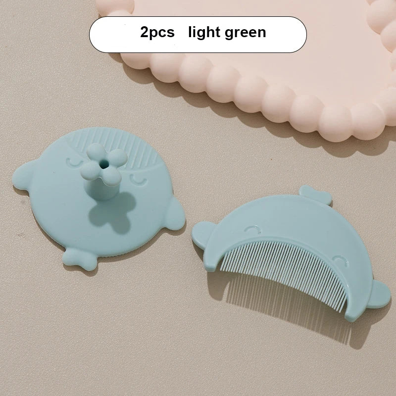 2pcs Set Infant Silicon Head Massager Fetal Head Fat Comb Toddler Bathing Soft Comb Newborn Hair Cleaning Baby Care Accessories
