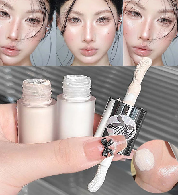 Dual-Ended Pearl Gloss Contour & Highlight Liquid Diamond Silver & Matte White Cream Three-dimensional Shine Face Contouring