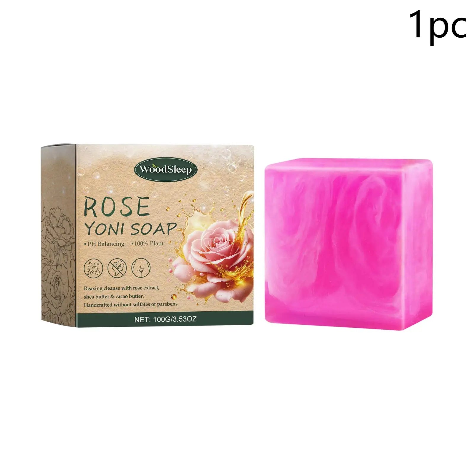Natural Rose Scented Soap, Gentle Cleansing & Moisturizing Body Bar for Women, Skin Softening Bath Soap