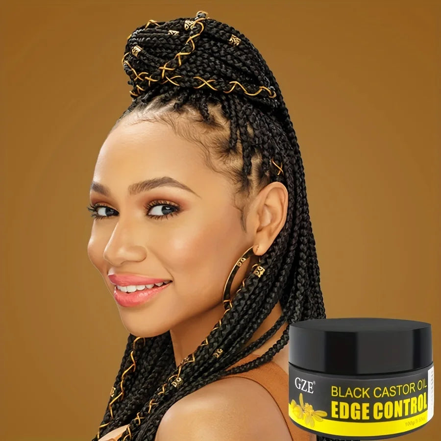 GZE African Black Castor Extra Hold Braid, Loc, Twist Gel, Tames Frizz & Edges, Coconut Oil Edge Control - BlissFully