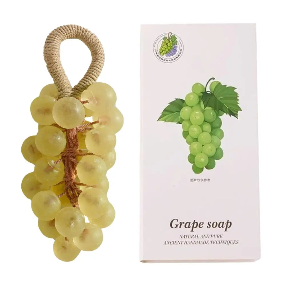 Grape Soap on a Rope with Box Christmas Gift, Handmade Grape Cluster Shape Soap Bar, Aromatic Bath Hand Wash Gift Home Decor