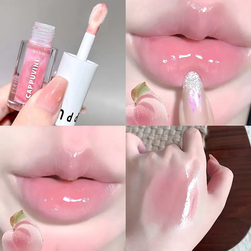 Clear Transparent Grey Purple Lip Gloss Hydrating Drying Lips Mirror Lip Glaze Tint Plumper Moisturizing Crystal Lip Oil Makeup