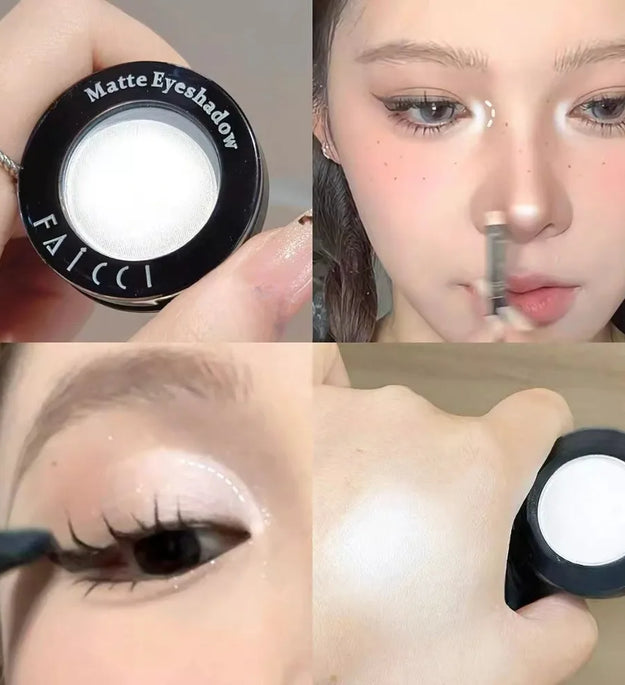 Eyeshadow Illuminator Matte White Highlighter Brighten Palette Lasting Shimmer Glitter Highly Pigmented Monochrome Eyes Makeup