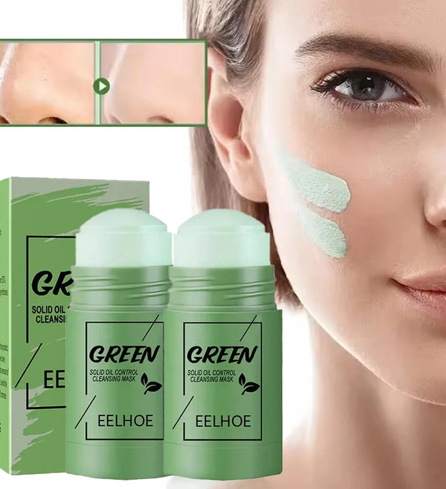 Face Clean Mask Green Tea Stick Deep Cleansing Mud Film Oil Control Remove Blackheads Pores Shrink Beauty Skin Set for Travel