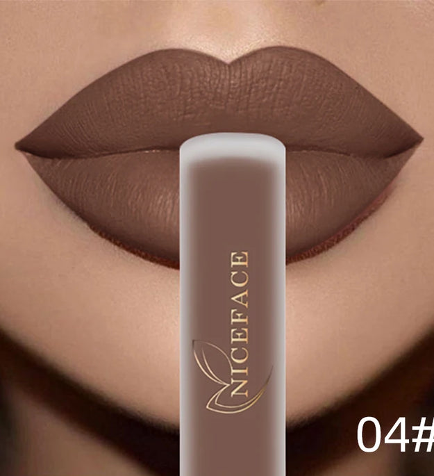 NICEFACE Nude Liquid Lipsticks Waterproof Velvet Matte Lip Gloss Long Lasting Non-stick Cup Lip Tint Makeup Pigment Cosmetics