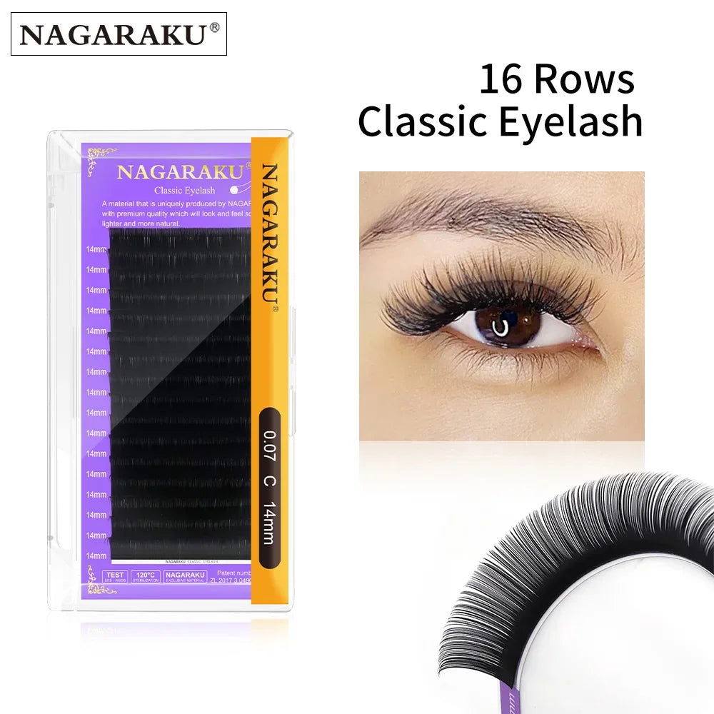 16Rows Faux Mink Individual Classic Eyelash Extensions Volume False Eyelashes Soft Natural Classical Lashes Makeup
