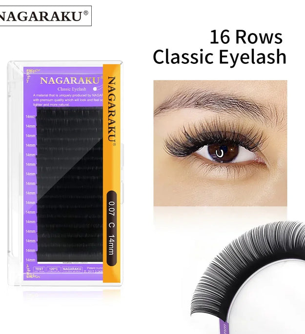 16Rows Faux Mink Individual Classic Eyelash Extensions Volume False Eyelashes Soft Natural Classical Lashes Makeup