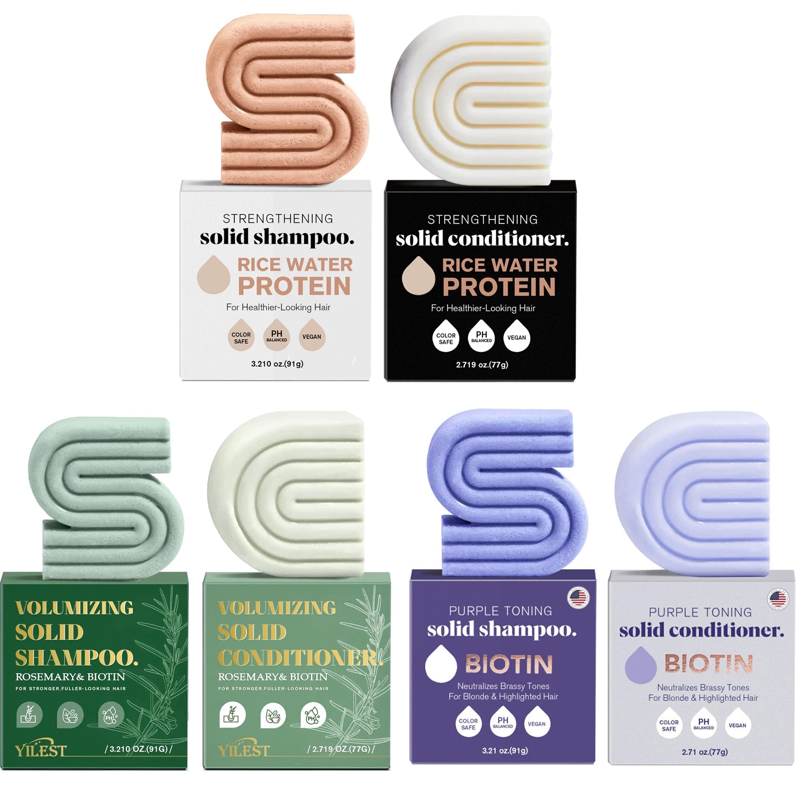 1-3PCS Rice Shampoo & Conditioner Bar Soild Soap for Hair Growth Strengthening Hair Clean Dandruff Nourish Moisturize Hair Care - BlissFully