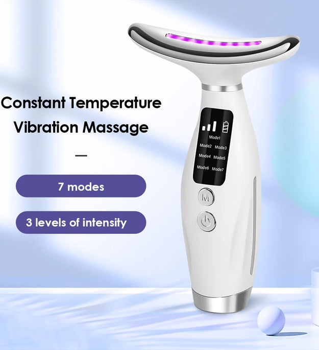 Neck Face Lifting Massager 7 Colors Light LED Photon Therapy Skin Tighten Wrinkle Remove Heating Vibration Massage Beauty Device