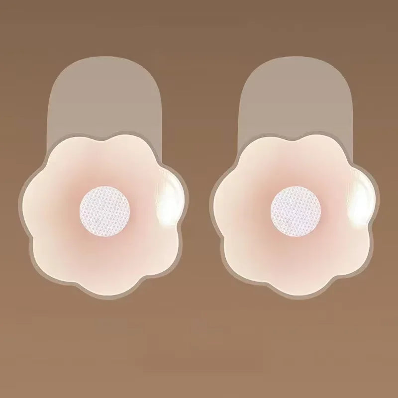 Reusable Women Breast Petals Lift Nipple Cover Invisible Petal Adhesive Strapless Backless Stick on Bra Silicone Breast Stickers