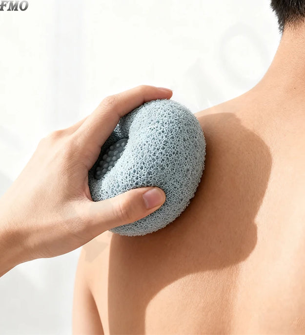 Exfoliating Bath Loofah Sponge with Suction Cup, Deep Cleansing Body Scrubber for Shower, Reusable Back Strap for Men & Women