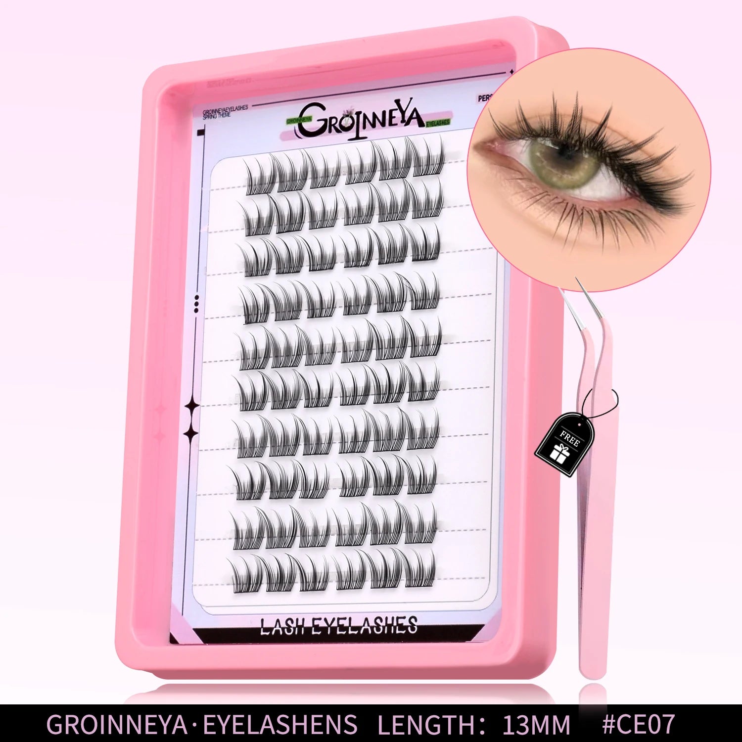 GROINNEYA Natural Cluster Lashes Manga Lashes Soft Cross Wispy Individual Cluster Eyelashes Extension Makeup