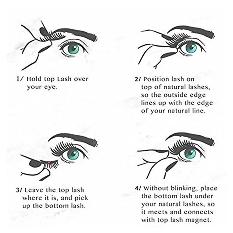3D Magnetic False Eyelashes Individual Lashes Extension Tools Set Accessories Mink Fake Eyelash Makeup Cosmetics With 2/3 Magnet