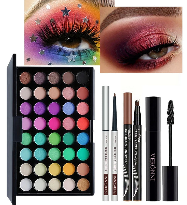 Eye Set with 40 Eyeshadows, Mascara, Eyeliner, And Eyebrow Pencil, Perfect for Mother'S Day Gifts,Christmas & Birthday Gift