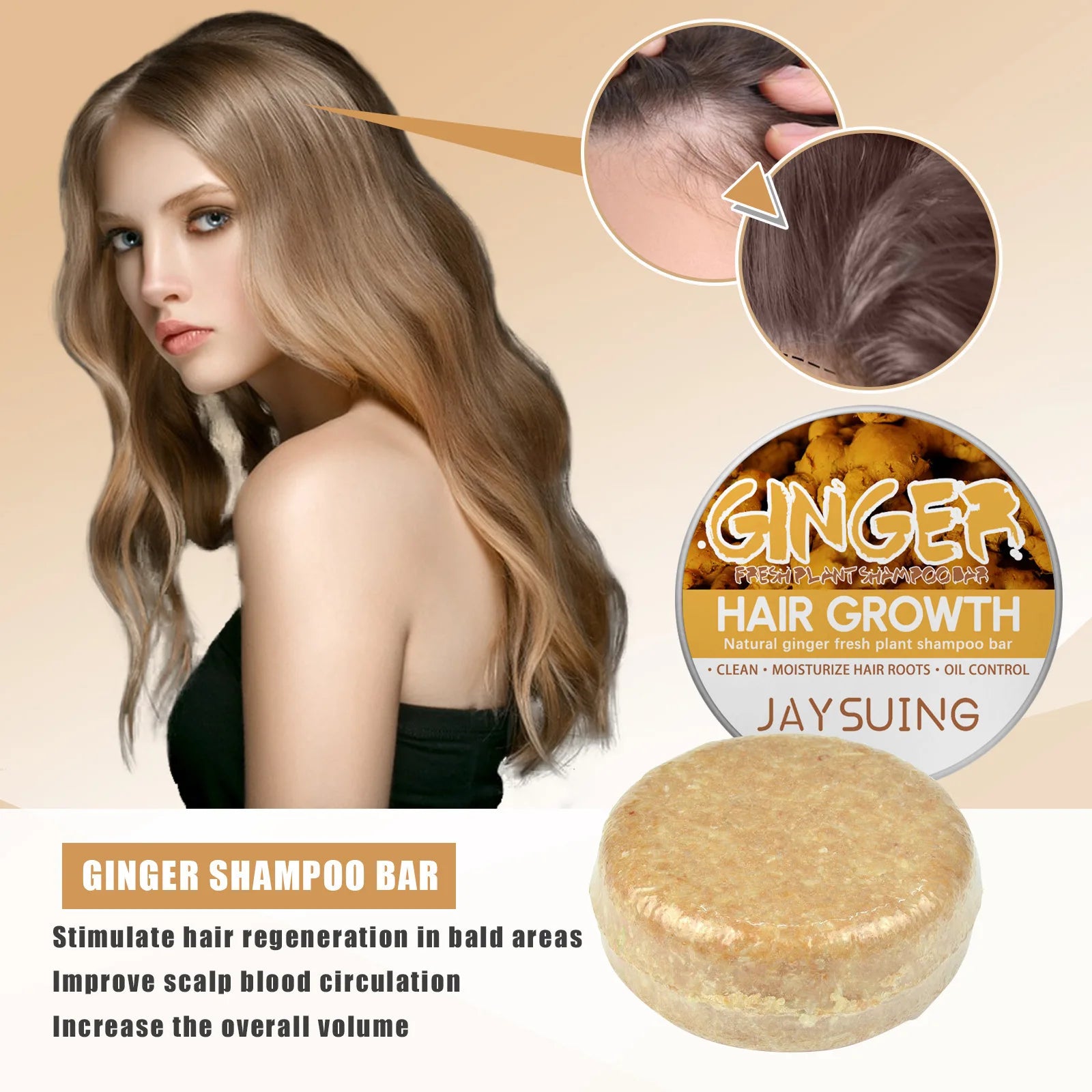 60g Natural Ginger Shampoo Soap Reduce Hair Loss Clean Dandruff Nourish Moisturize Scalp Improve Hair Quality Hair Care Product - BlissFully
