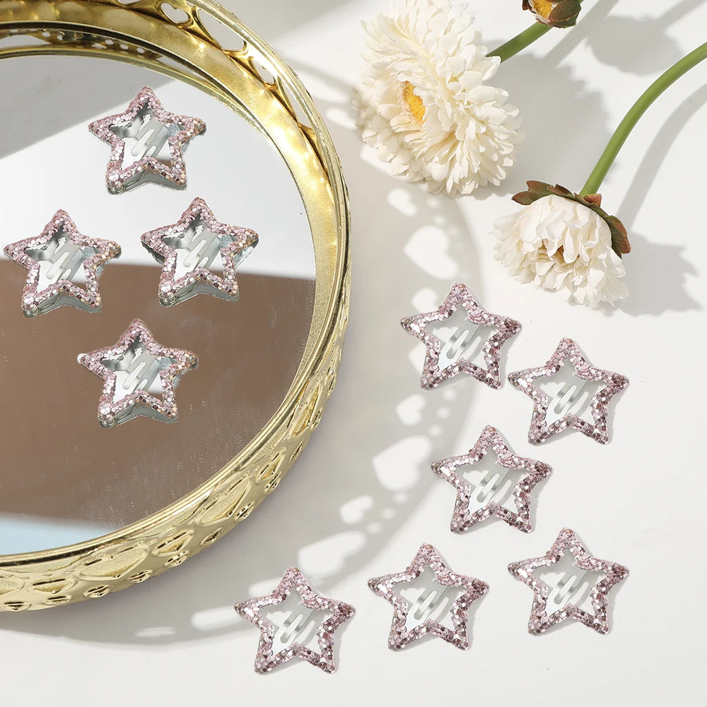 AWAYTR 5 Pcs Hollowed Star Hair Clips Star Snap Hairpins Sweet Headpiece Hair Barrettes Hair Accessories for Girls Dropship