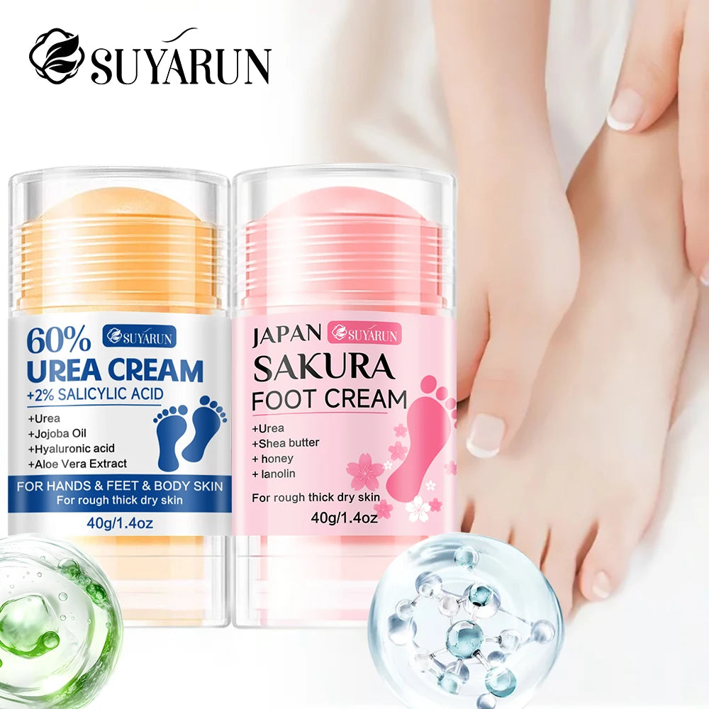 SUYARUN 60% Urea Foot Cream Stick - Moisturizing & Exfoliating, Cracked Heel Repair, Deep Hydration for Dry Feet, Long protect.
