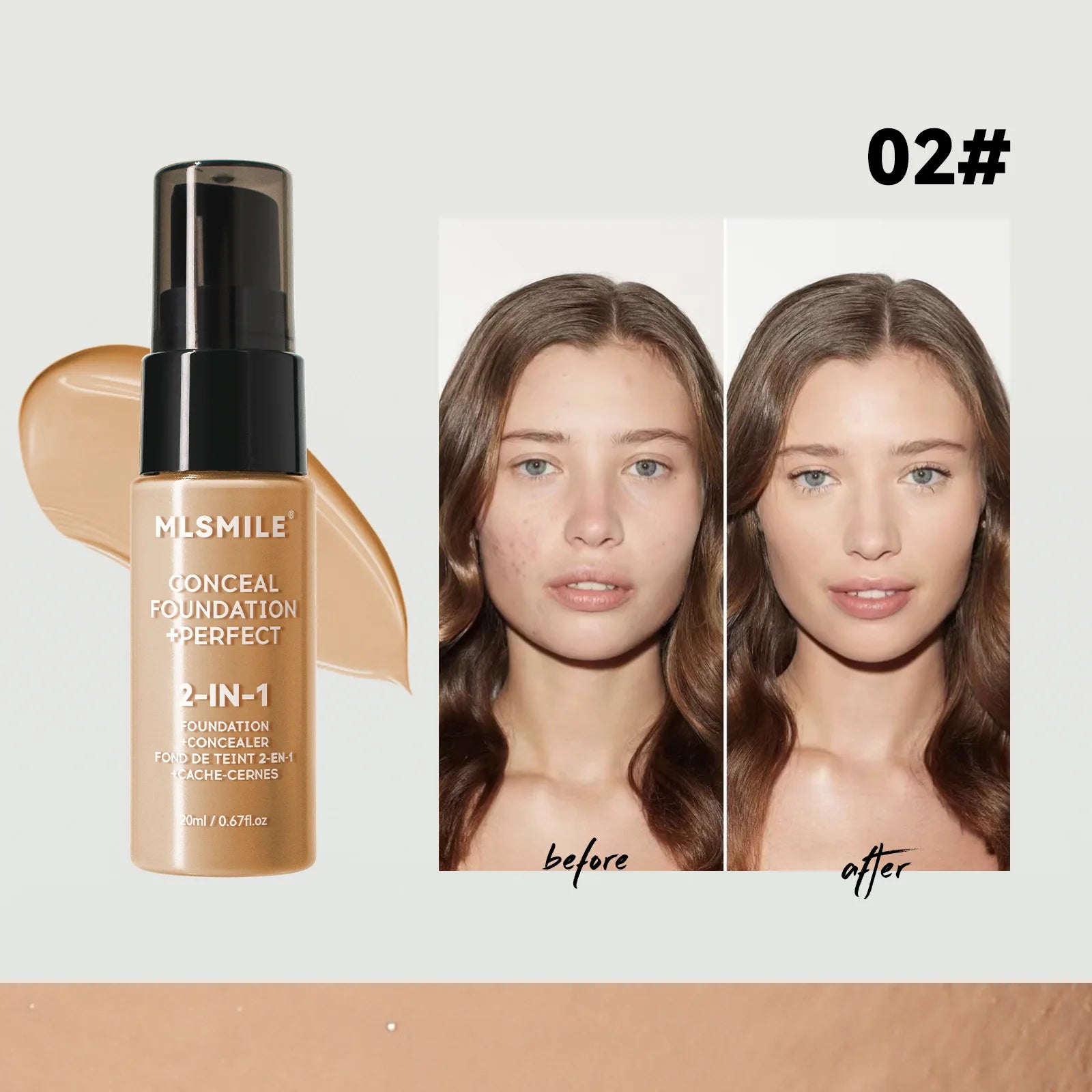 MLSMILE 6 color Powder Foundation long-Lasting Waterproof, Moisturing Sweat resistant and easy to open Oil-control concealer