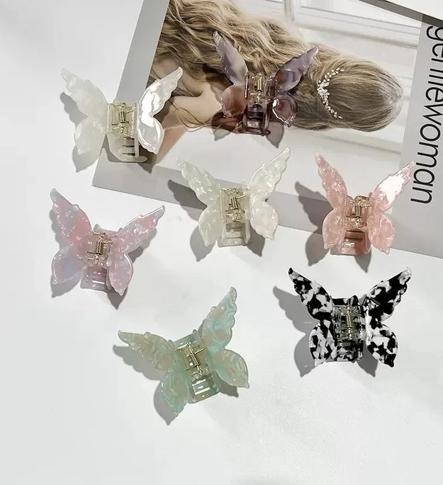 Super Fairy Three-Dimensional Butterfly Half-Tied Hair Back Of The Head Acetate Clip Hair Accessories For Women - BlissFully