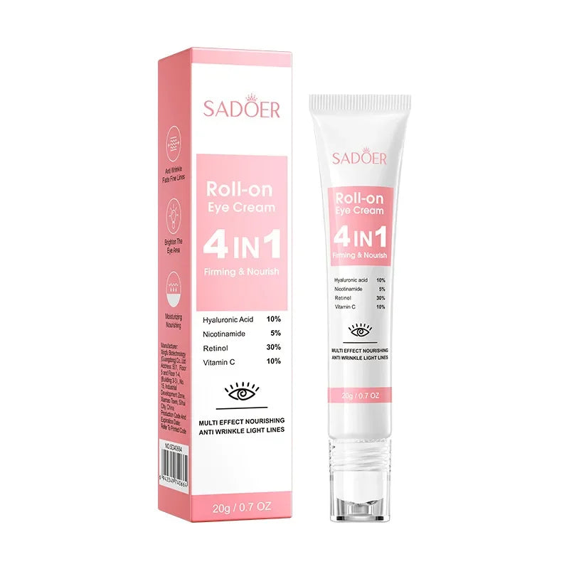 SADOER 4in1 Roll-on Moisturizing Eye Cream Anti Dark Circles Eyes Bags Firming Moisturizing Eye Serum Skin Care for Beauty Eyes - BlissFully