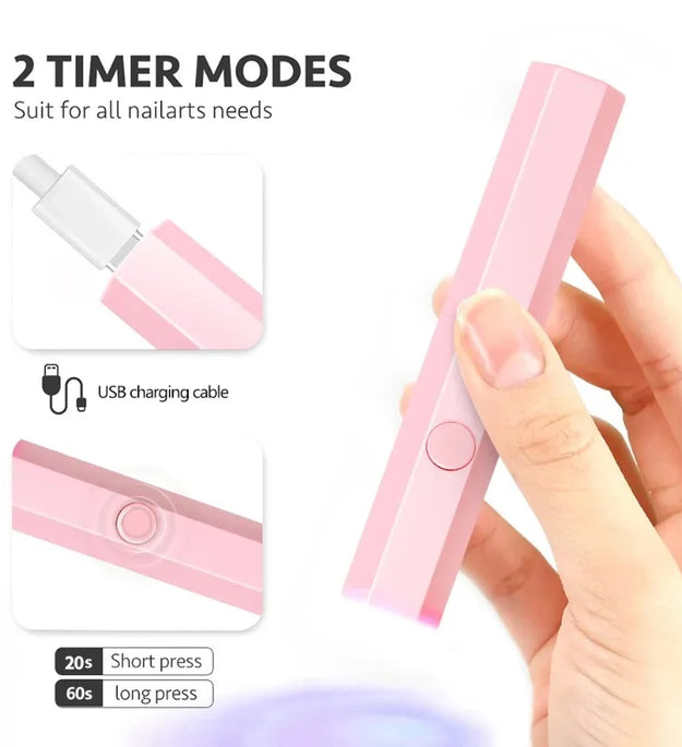 Portable Handheld Mini Nail Lamp For All Gel Polish Quick Dry USB Nail Dryer Machine UV LED Nail Lamp Mini Flashlight Pen