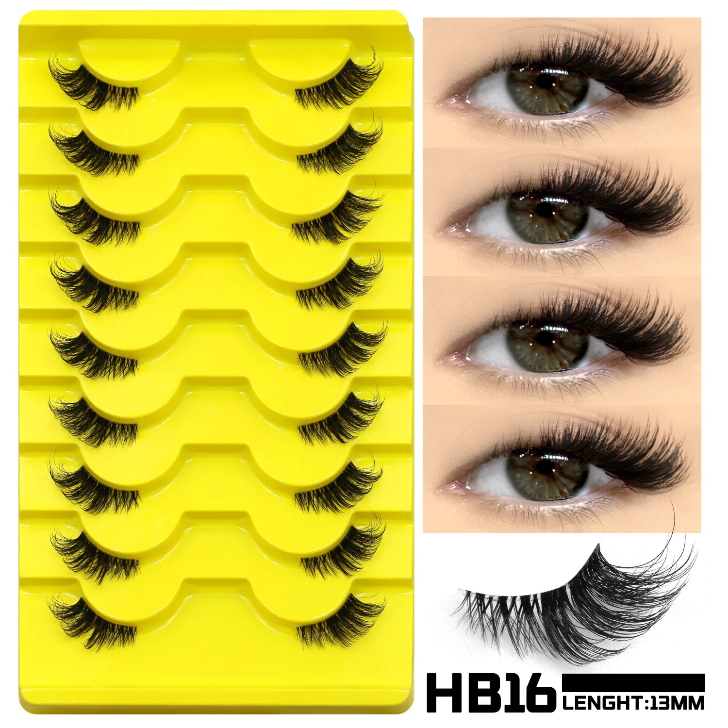 False Eyelashes Cat Eye Lashes Natural Long Half Eye Lashes Short Wispy Clear Band Lashes 3D Faux Mink Lash Multipack