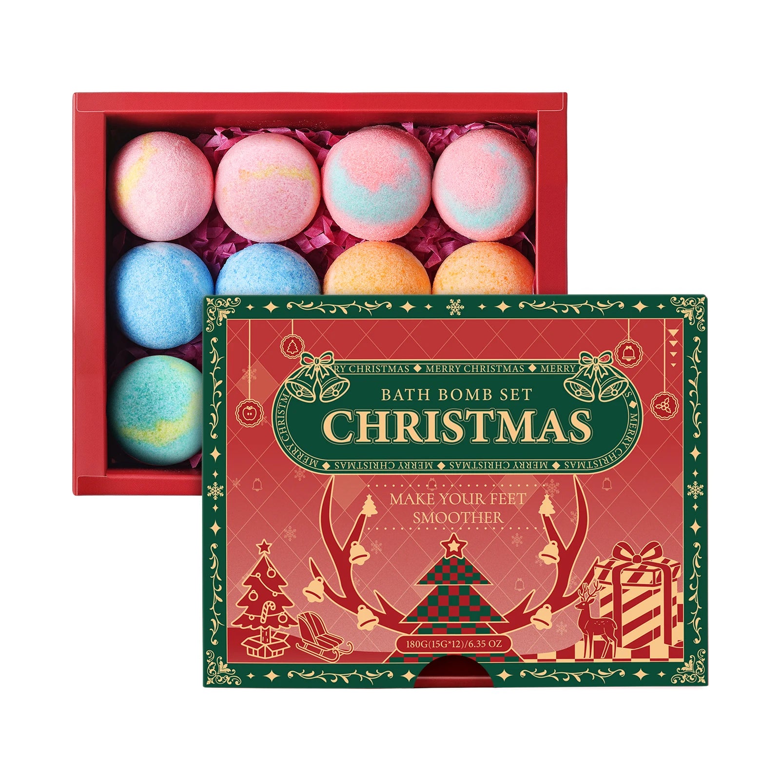 Sea salt bath ball Christmas gift box set, fragrance bathroom, healing and regulating skin oil secretion