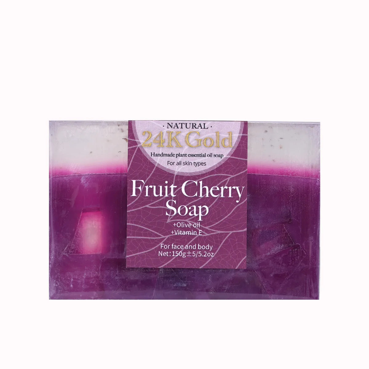 Fruit Cherry Aroma 150gYT Essential Oil Soap With Added 24K Gold Leaf Handmade Soap For Facial Cleansing