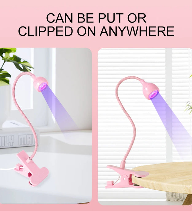 Nail LED UV Lamp for Drying Gel Nails Polish Clip-On Flexible Desk Mini Portable USB Nail Lamp UV Light Dryer for Manicure Salon