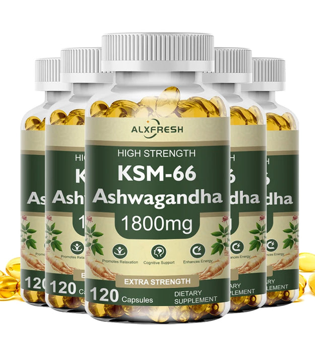 KSM-66 Natural Ashwagandha Capsules Ashwagandha Supplement| 1800mg for Health Support - Plant Based Vegan Gluten-Free - BlissFully