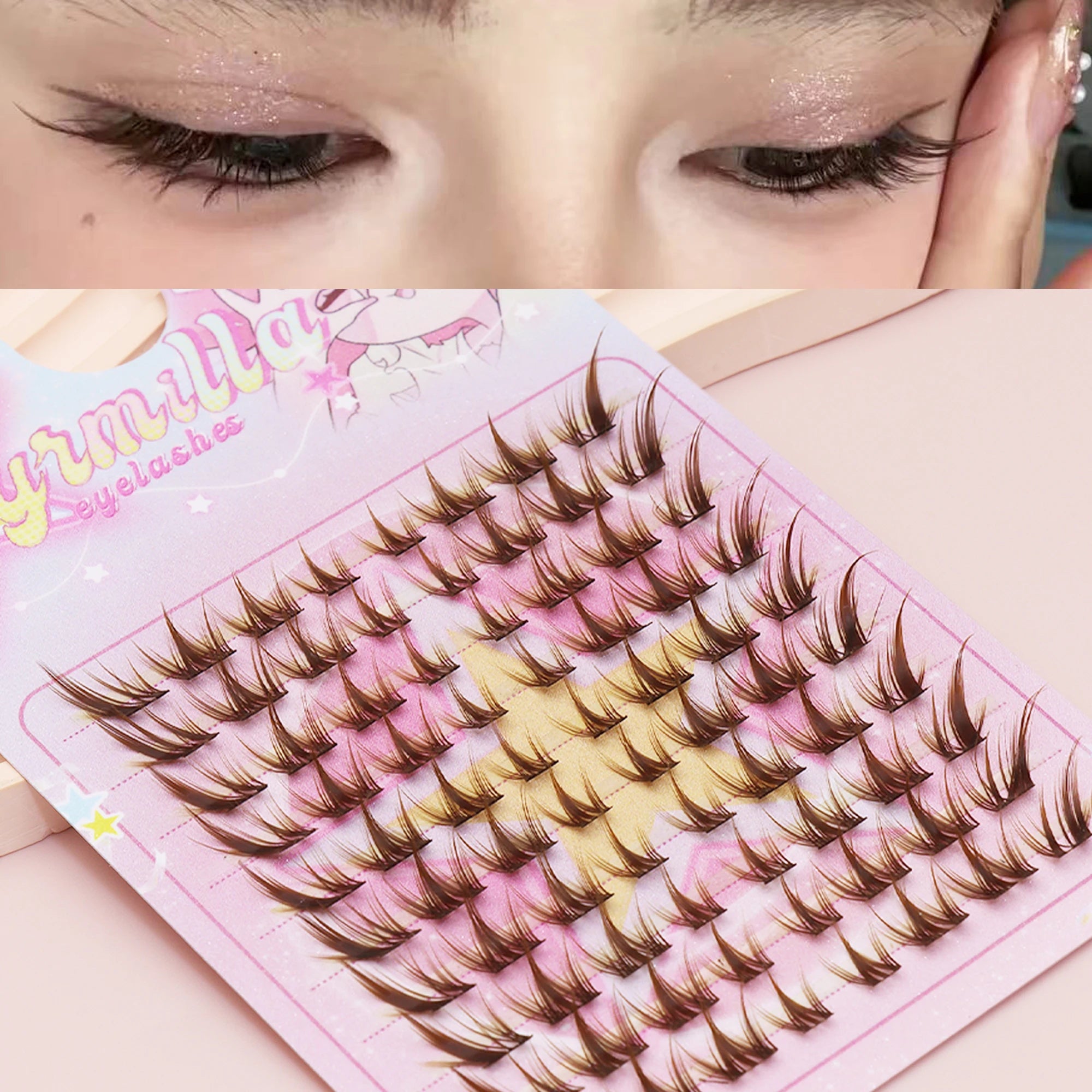 80 cluster Brown Fox Eye Tail False Eyelash wedding party and dates eyelashes  for daily makeup