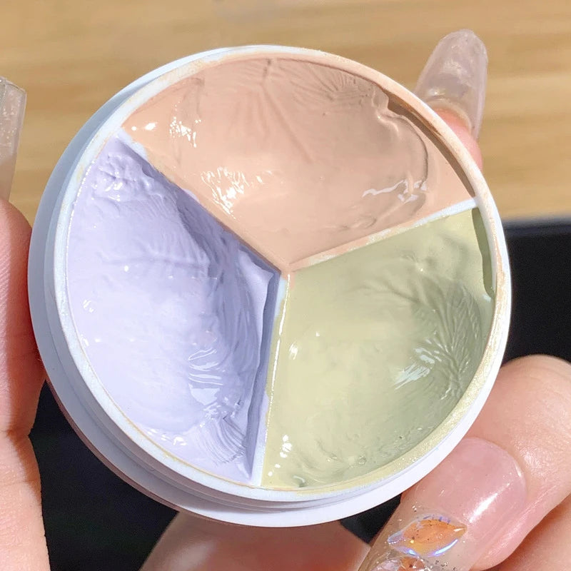 3 Color Concealer Waterproof Long Lasting Foundation Palette Full Coverage Dark Eye Circles Acne Marks Pores Brighten Skin Tone - BlissFully