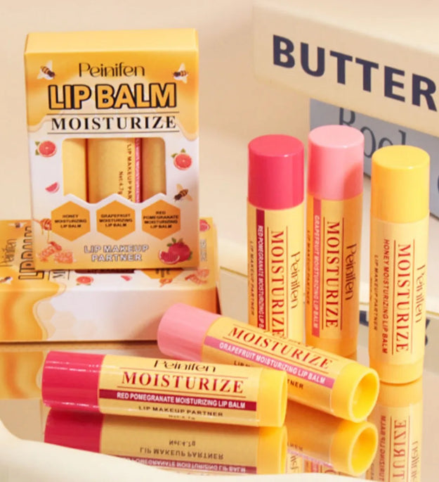 3-piece lip balm lipstick base lip balm makeup natural plant anti-scratch lip care petroleum jelly lip balm