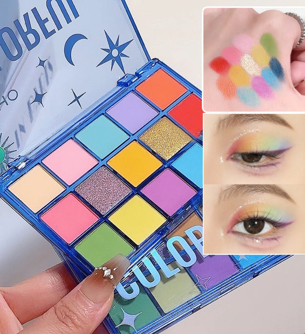 Christmas Rainbow 15 Color Eye Shadow Makeup Plate Performance Stage Makeup Glitter Pearl Matte Eyeshadow Eyes Makeup Cosmetics