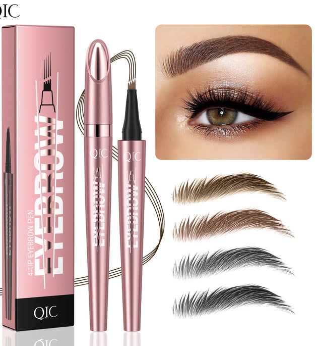 4 Fork Tip Eyebrow Pencil 3D Microblading Waterproof Dark Brown Natural Colour Fine Stroke Magic Eyebrow Pencil 2024 New Ladies