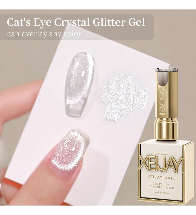 15ml Universal Silver Cat Eye Gel Polish. Glittery, Magnetic. Needs UV/LED Lamp. For Home & Salon DIY