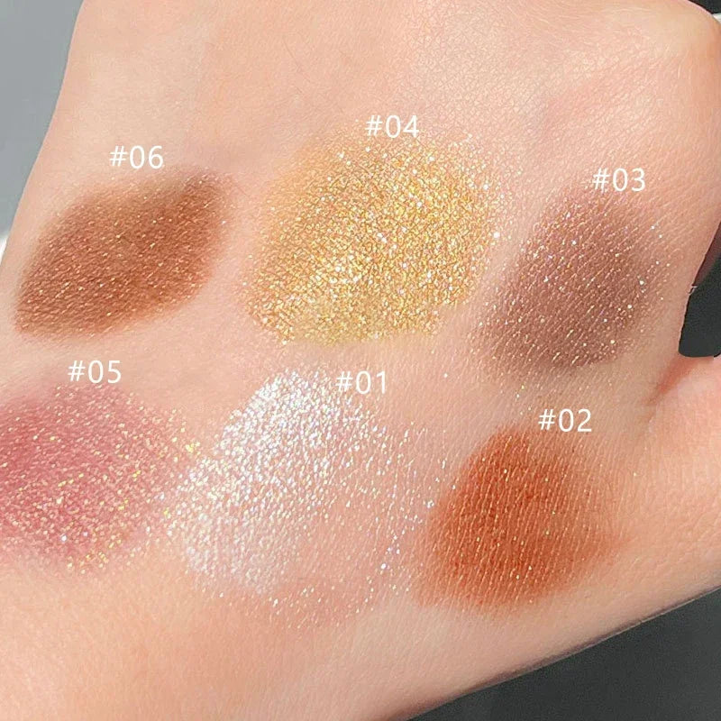 6 Colors Double-Ended Eyeshadow Stick – Waterproof, Long-Lasting, Matte & Glitter, Contour, Highlight, Certified, Unisex