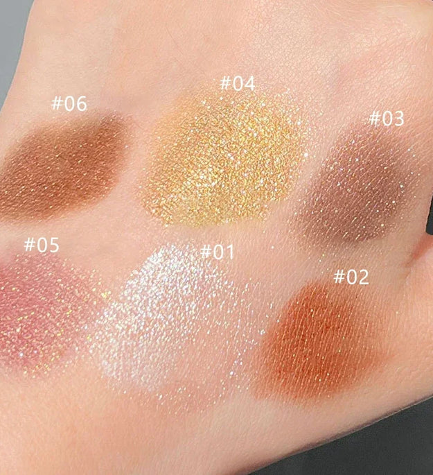 6 Colors Double-Ended Eyeshadow Stick – Waterproof, Long-Lasting, Matte & Glitter, Contour, Highlight, Certified, Unisex