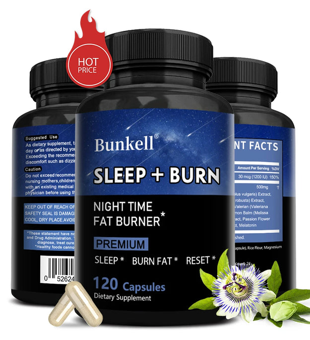 Night Fat Burner and Sleep Supplement - Boost Metabolism and Burn Fat Effectively, Weight Management, with Melatonin