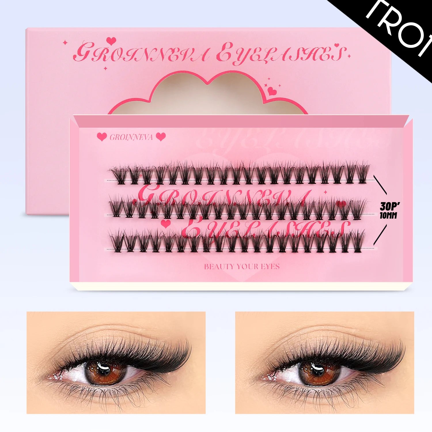 LASVIREY Fluffy Lash Clusters DIY Spiky Cluster Lashes Mixed Tray Individual Lashes Extension Natural Thick Faux Mink Lashes