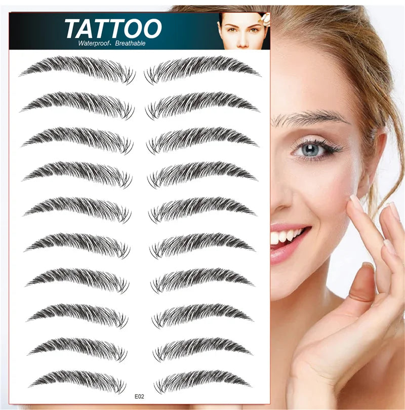 4D Hair Like Eyebrows Makeup Waterproof Eyebrow Tattoo Sticker Long Lasting Natural Fake Eyebrow Stickers Cosmetics 10 pairs 1PC