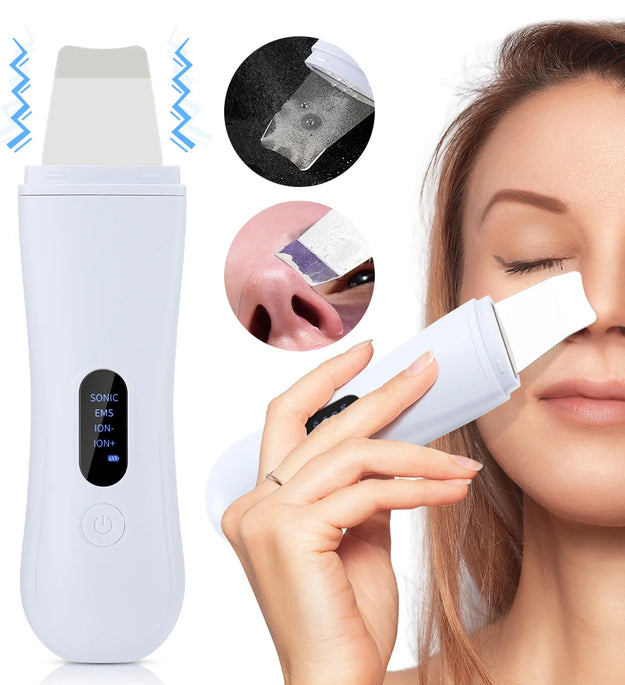 Ultrasonic Skin Scrubber Skin Spatula Ion Deep Face Cleaning 4 Modes Facial Lifting Ultrasonic Cleaner Peeling Skin Care Device - BlissFully
