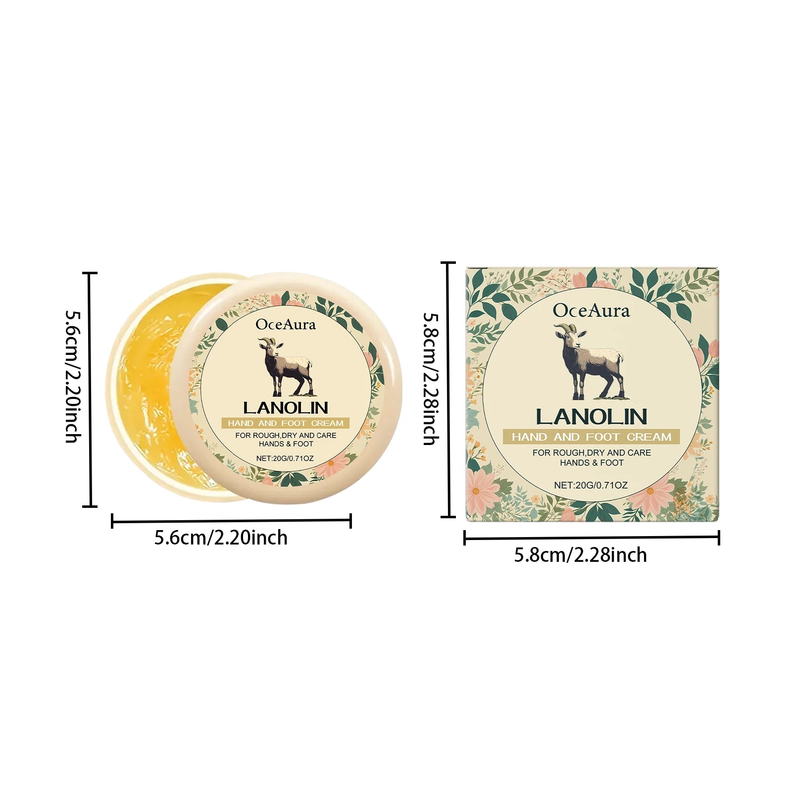 Lanolin Hand Foot Cream Deep Moisturizing Exfoliates Removes Dead Skin Softens Hands Anti-Crack Non-Greasy Hydration Cream