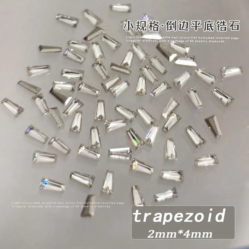 100pcs Shiny Zircon Rhinestones Nail Charms 1.5*3mm Mini Rhombic Nails Gemstones Flatback Nail Art Craft Diamonds Decoration GT5
