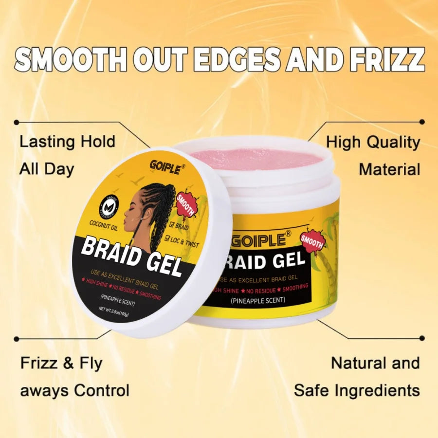 GOIPLE 60ml Braid Mousse for African Women Extra Hold Control Gel for Braiding Twist Locs High Shiny Moisturize Styling Products